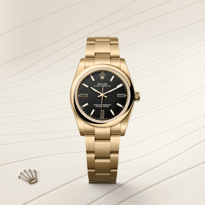 rolex Oyster Perpetual in 18 ct yellow gold, M124208-0001 - Global Watch Company (GWC)