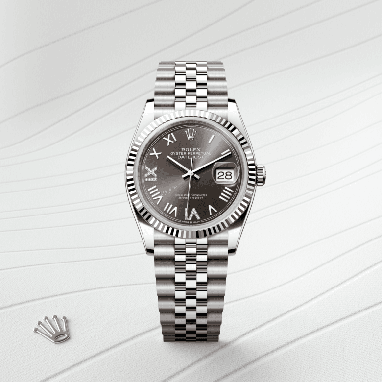 rolex Datejust in White Rolesor - combination of Oystersteel and white gold, M126234-0071 - Global Watch Company (GWC)