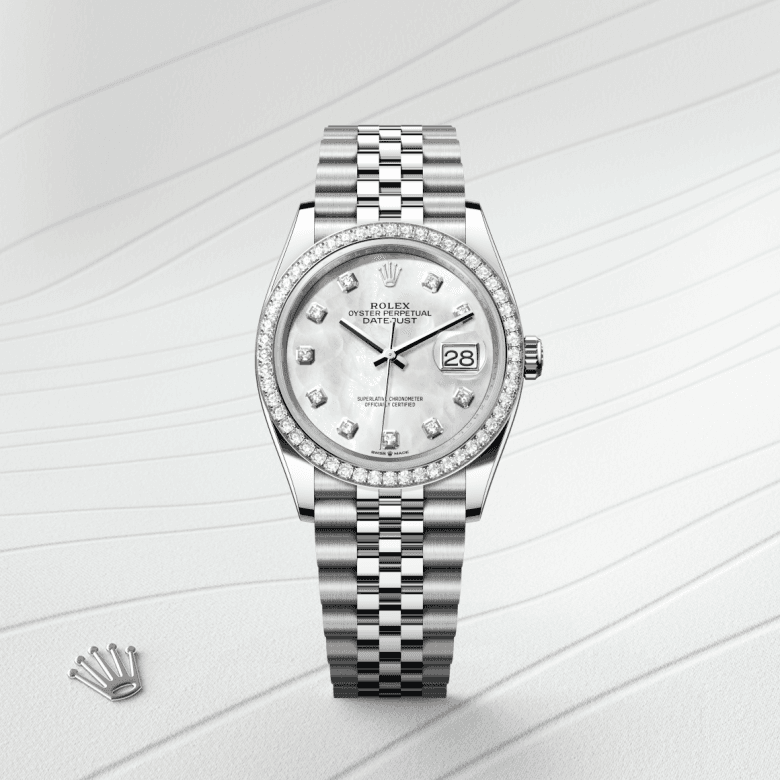 rolex Datejust in White Rolesor - combination of Oystersteel and white gold, M126284RBR-0011 - Global Watch Company (GWC)