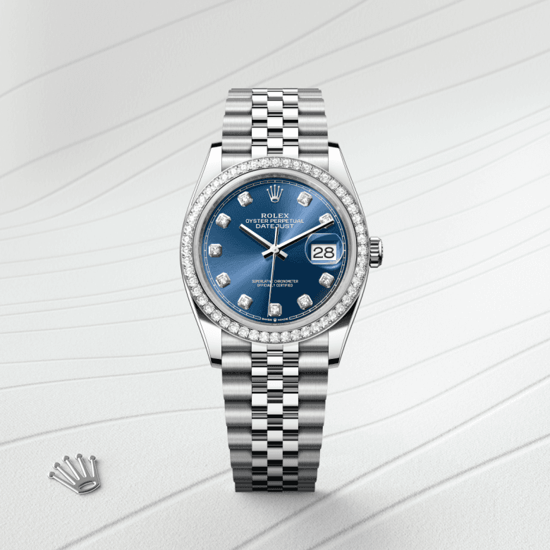 rolex Datejust in White Rolesor - combination of Oystersteel and white gold, M126284RBR-0029 - Global Watch Company (GWC)