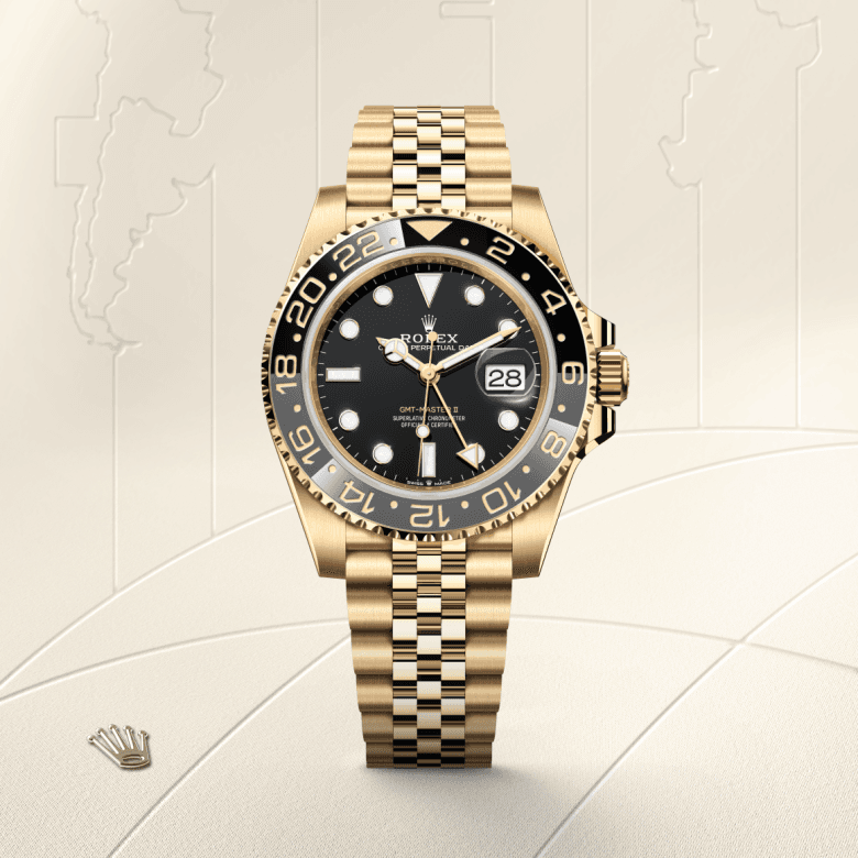 rolex GMT-Master II in 18 ct yellow gold, M126718GRNR-0001 - Global Watch Company (GWC)