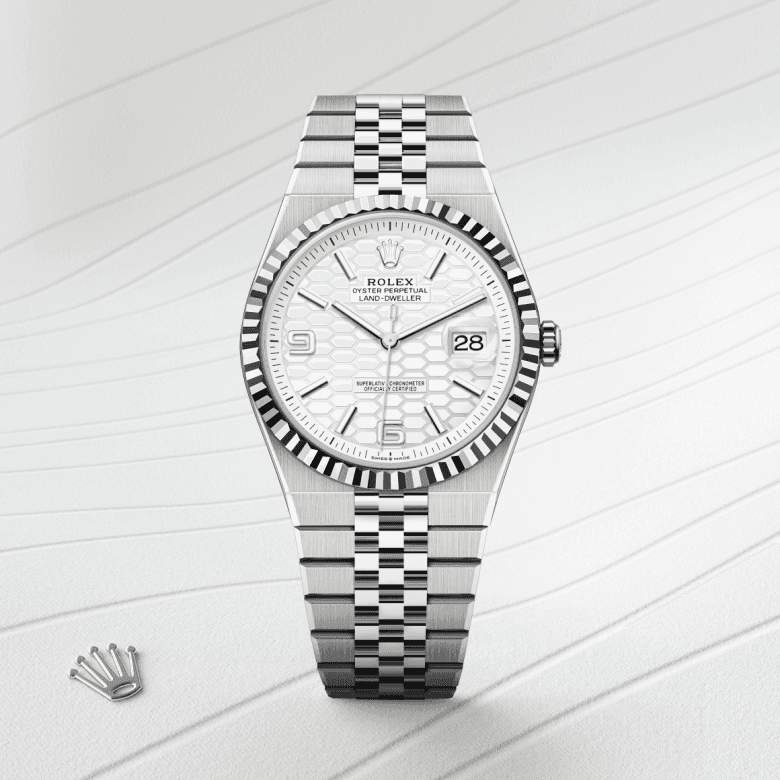 rolex Land-Dweller in White Rolesor - combination of Oystersteel and white gold, M127334-0001 - Global Watch Company (GWC)