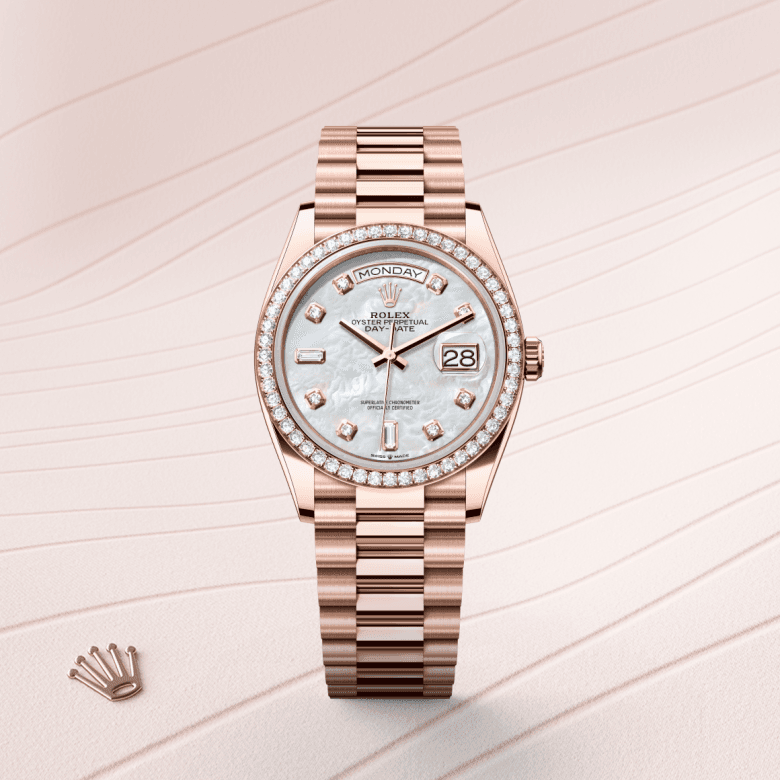 rolex Day-Date in 18 ct Everose gold, M128345RBR-0028 - Global Watch Company (GWC)