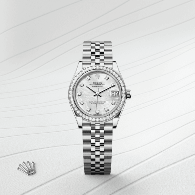 rolex Datejust in White Rolesor - combination of Oystersteel and white gold, M278384RBR-0008 - Global Watch Company (GWC)