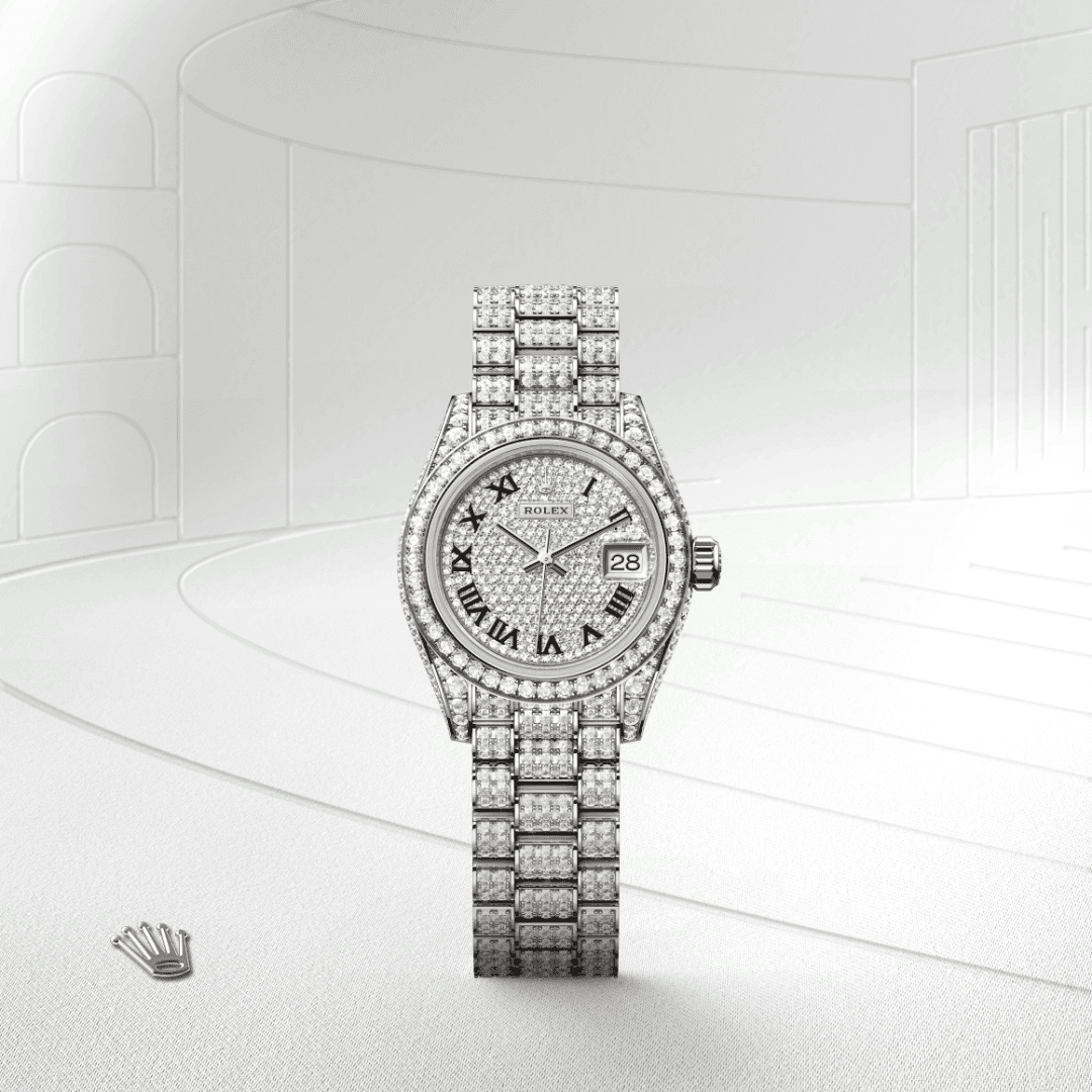 rolex Lady-Datejust in 18 ct white gold with case sides and lugs set with diamonds, M279459RBR-0001 - Global Watch Company (GWC)