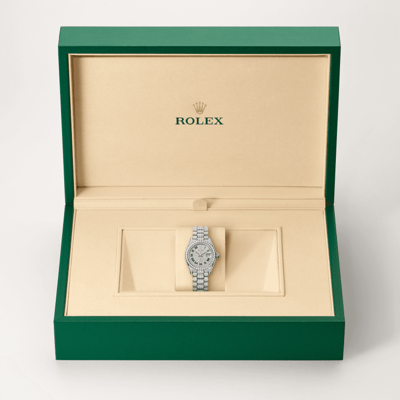 rolex Lady-Datejust in 18 ct white gold with case sides and lugs set with diamonds, M279459RBR-0001 - Global Watch Company (GWC)