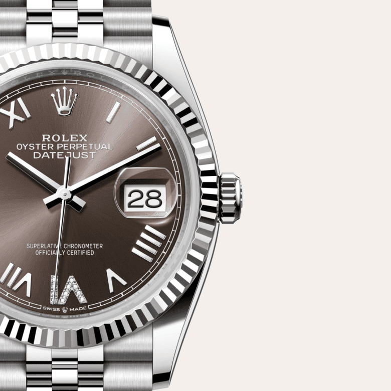 rolex Datejust in White Rolesor - combination of Oystersteel and white gold, M126234-0071 - Global Watch Company (GWC)