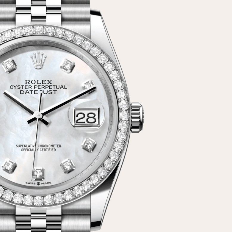 rolex Datejust in White Rolesor - combination of Oystersteel and white gold, M126284RBR-0011 - Global Watch Company (GWC)