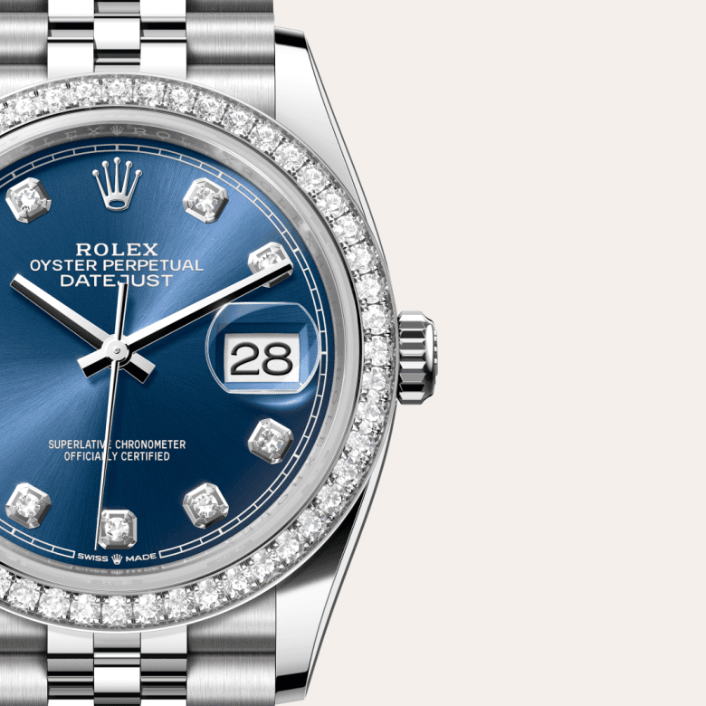 rolex Datejust in White Rolesor - combination of Oystersteel and white gold, M126284RBR-0029 - Global Watch Company (GWC)
