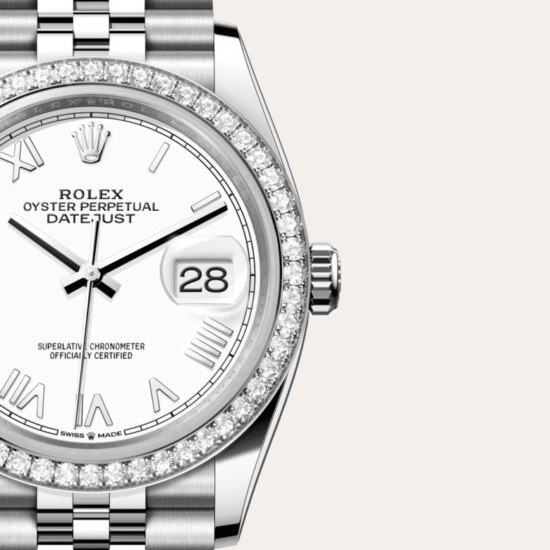 rolex Datejust in White Rolesor - combination of Oystersteel and white gold, M126284RBR-0053 - Global Watch Company (GWC)