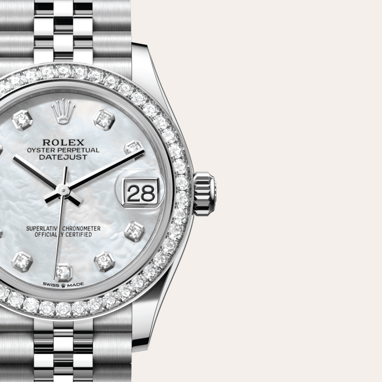 rolex Datejust in White Rolesor - combination of Oystersteel and white gold, M278384RBR-0008 - Global Watch Company (GWC)