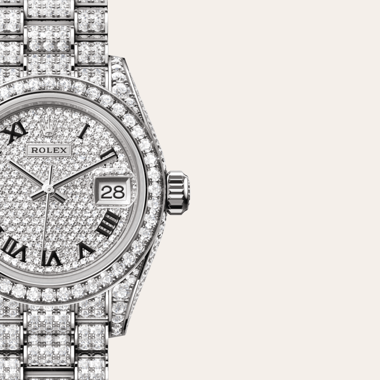 rolex Lady-Datejust in 18 ct white gold with case sides and lugs set with diamonds, M279459RBR-0001 - Global Watch Company (GWC)