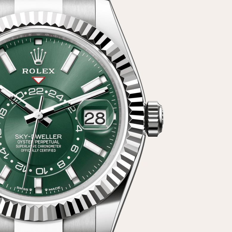 rolex Sky-Dweller in White Rolesor - combination of Oystersteel and white gold, M336934-0001 - Global Watch Company (GWC)