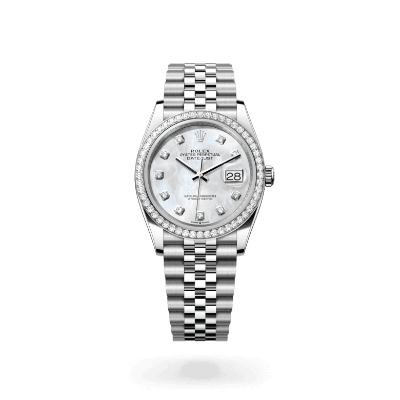 rolex Datejust in White Rolesor - combination of Oystersteel and white gold, M126284RBR-0011 - Global Watch Company (GWC)