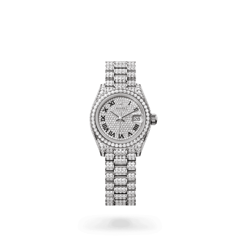 rolex Lady-Datejust in 18 ct white gold with case sides and lugs set with diamonds, M279459RBR-0001 - Global Watch Company (GWC)