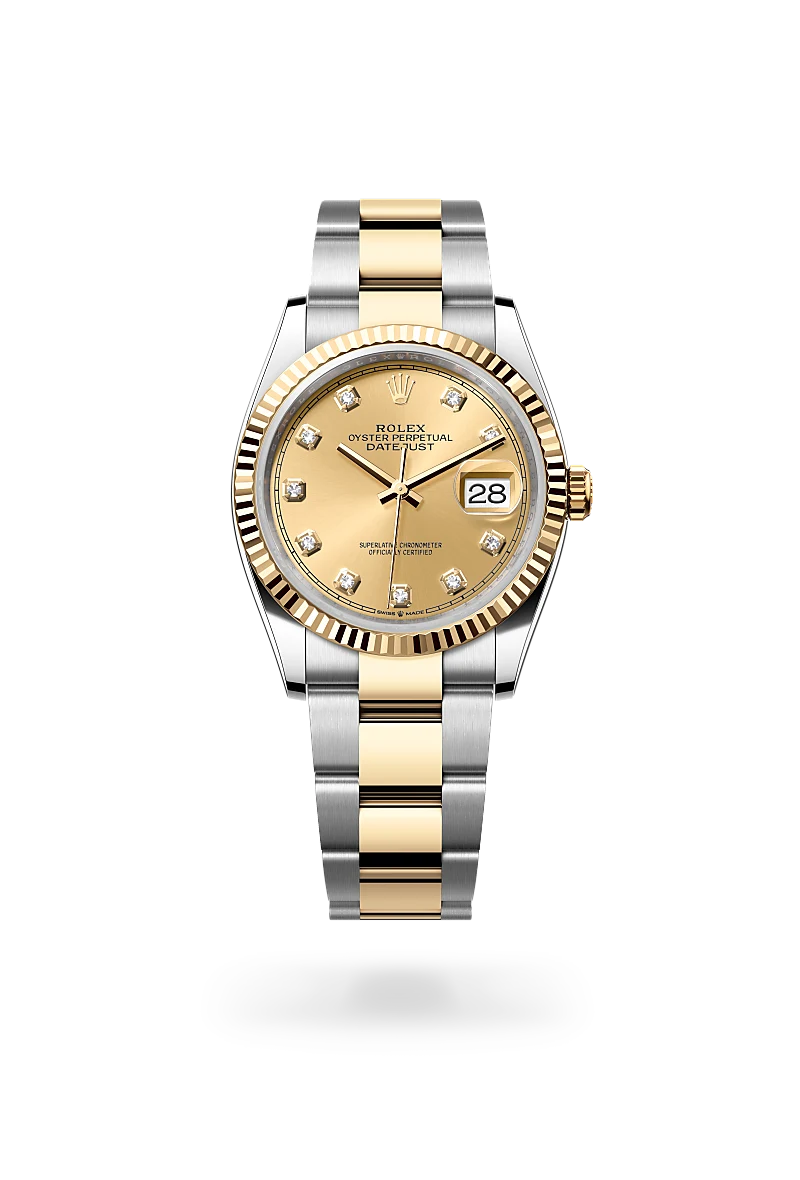 rolex datejust in yellow rolesor - combination of oystersteel and yellow gold, m126233-0018 - global watch company