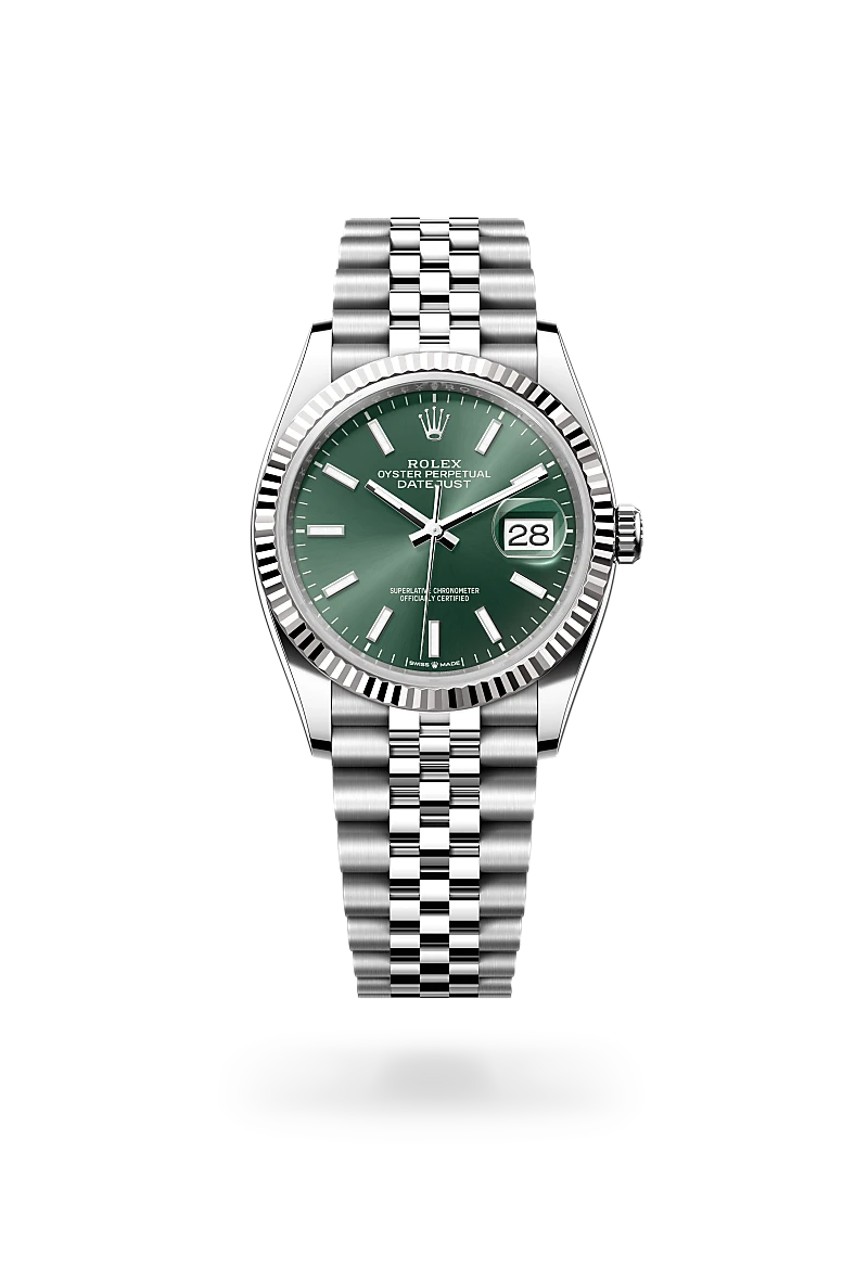 rolex datejust in white rolesor - combination of oystersteel and white gold, m126234-0051 - global watch company