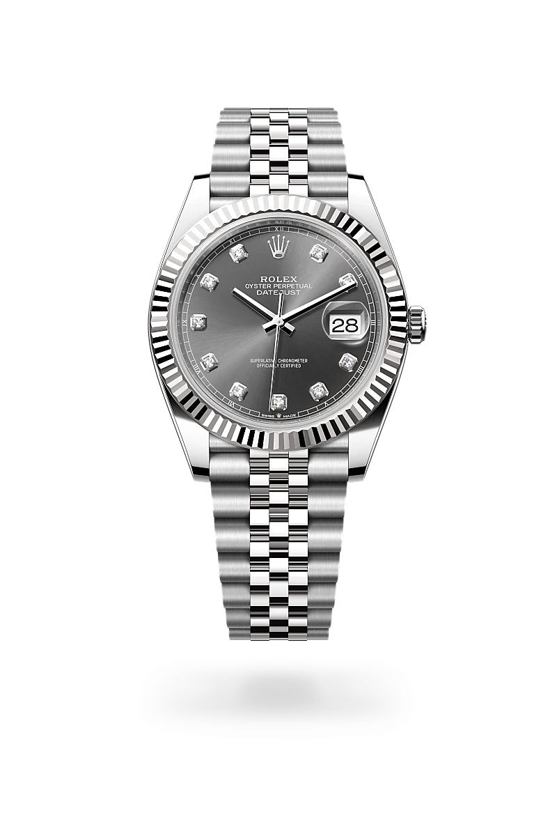 rolex datejust in white rolesor - combination of oystersteel and white gold, m126334-0006 - global watch company