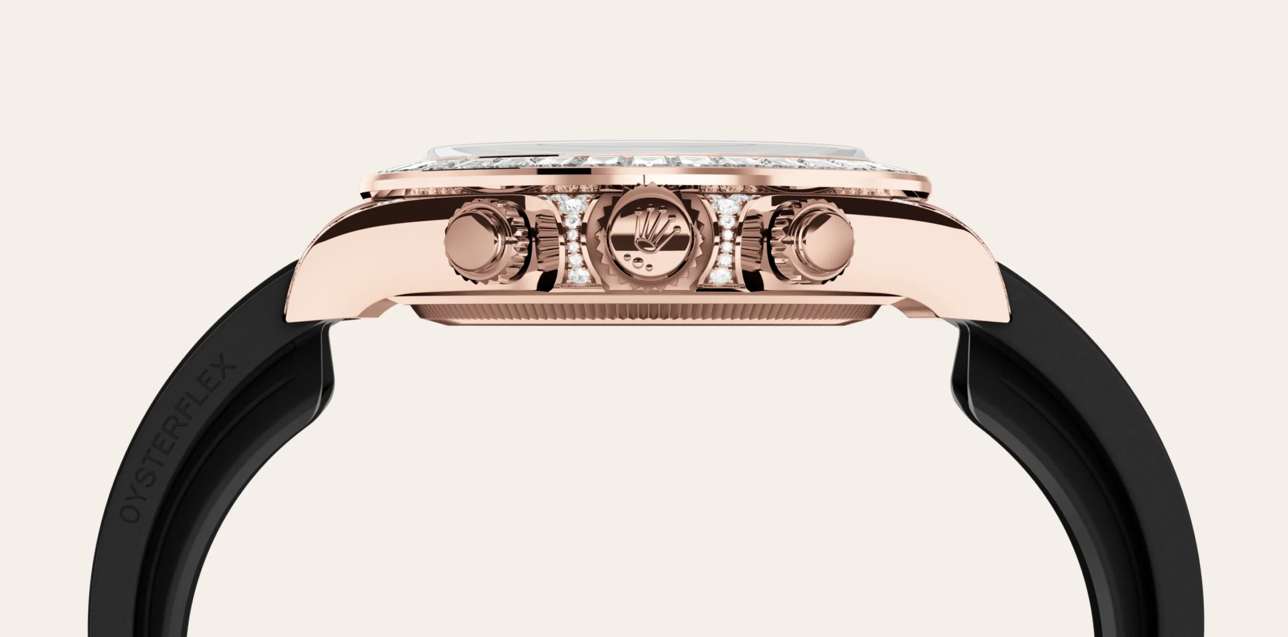 rolex cosmograph daytona in 18 ct everose gold with lugs set with diamonds, m126535tbr-0002 - global watch company