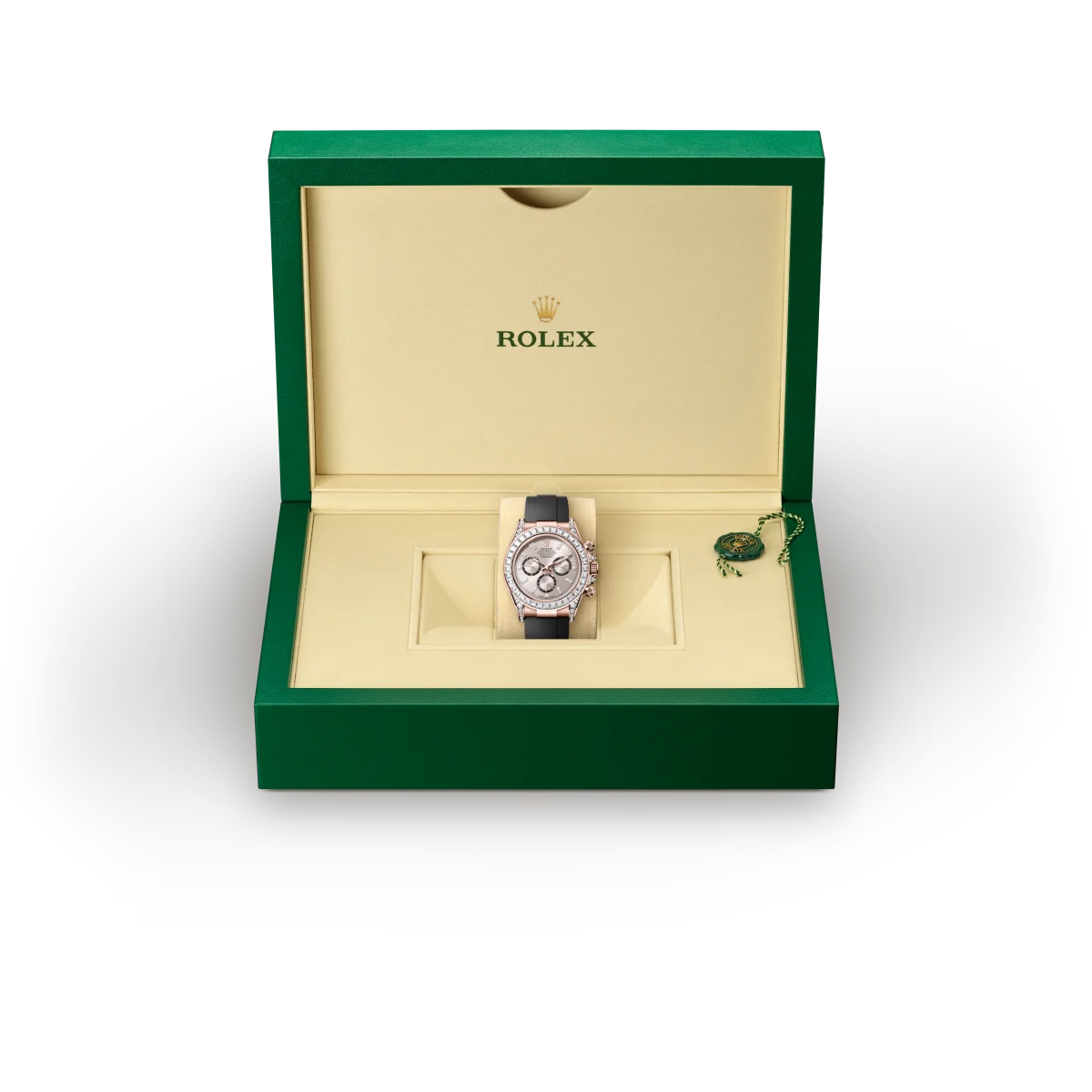 rolex cosmograph daytona in 18 ct everose gold with lugs set with diamonds, m126535tbr-0002 - global watch company