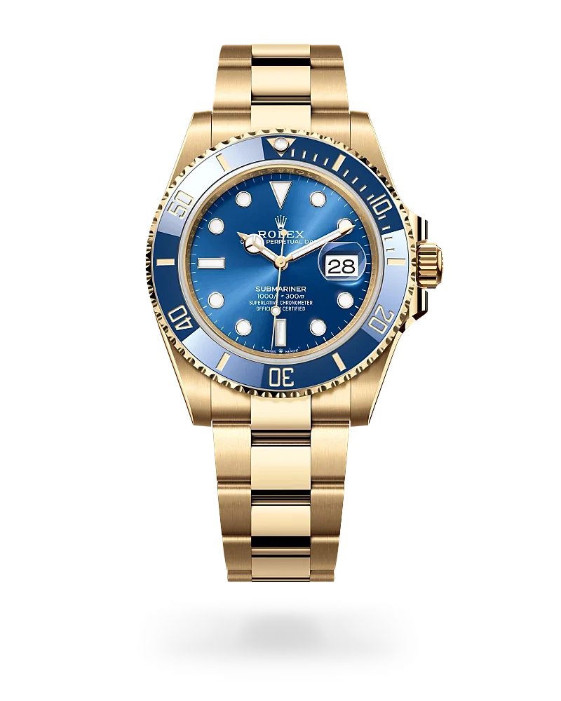rolex submariner in 18 ct yellow gold, m126618lb-0002 - global watch company