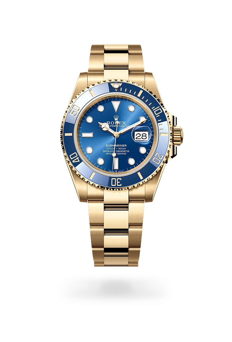 rolex submariner in 18 ct yellow gold, m126618lb-0002 - global watch company
