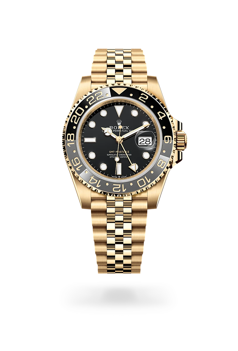 rolex gmt-master ii in 18 ct yellow gold, m126718grnr-0001 - global watch company