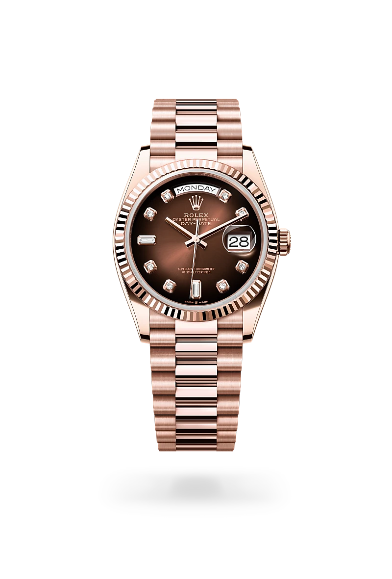 rolex day-date in 18 ct everose gold, m128235-0037 - global watch company
