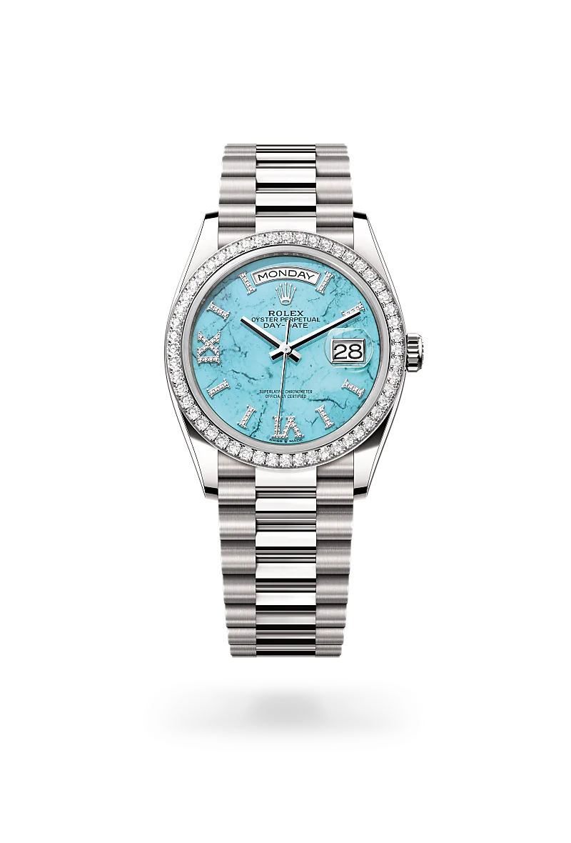 rolex day-date in 18 ct white gold, m128349rbr-0031 - global watch company