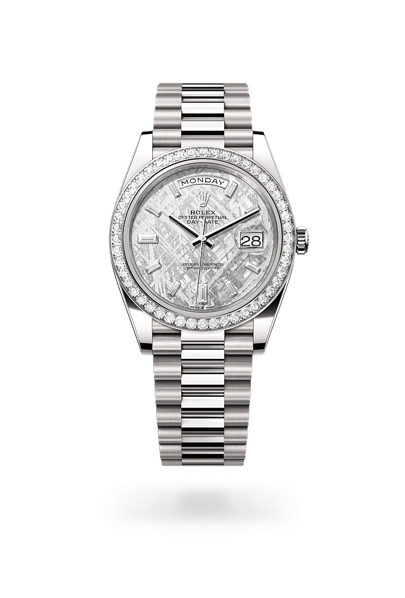 rolex day-date in 18 ct white gold, m228349rbr-0040 - global watch company
