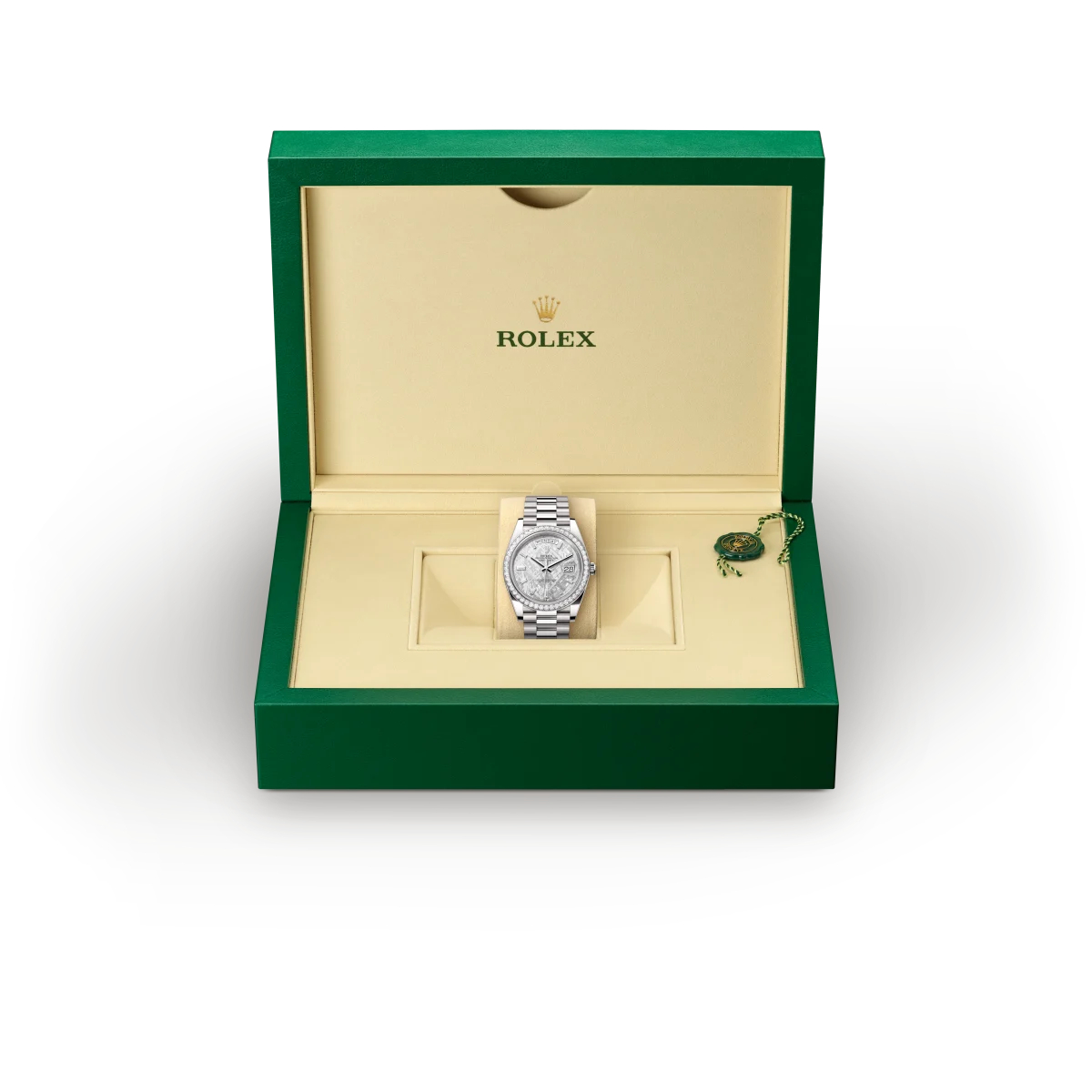 rolex day-date in 18 ct white gold, m228349rbr-0040 - global watch company