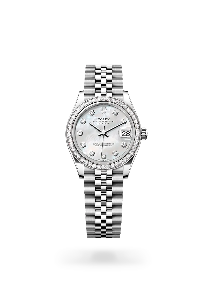 rolex datejust in white rolesor - combination of oystersteel and white gold, m278384rbr-0008 - global watch company