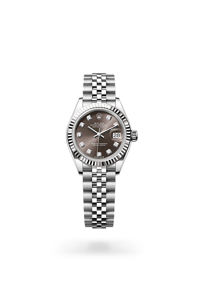 rolex lady-datejust in white rolesor - combination of oystersteel and white gold, m279174-0015 - global watch company