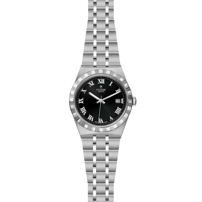 A women's watch with roman numerals on a black background, the M28500-0003.