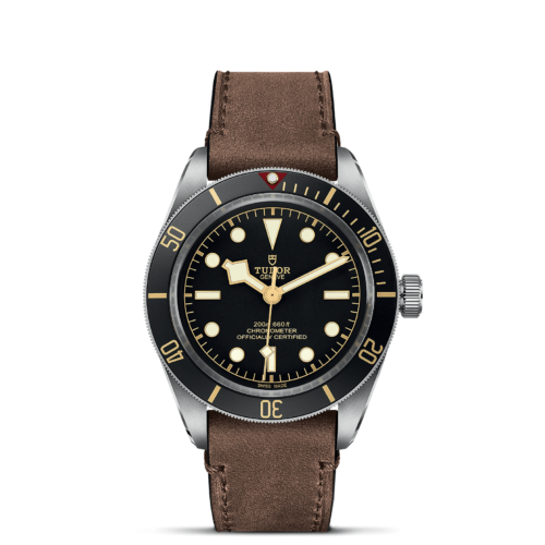 The M79030N-0002 watch with brown leather strap.