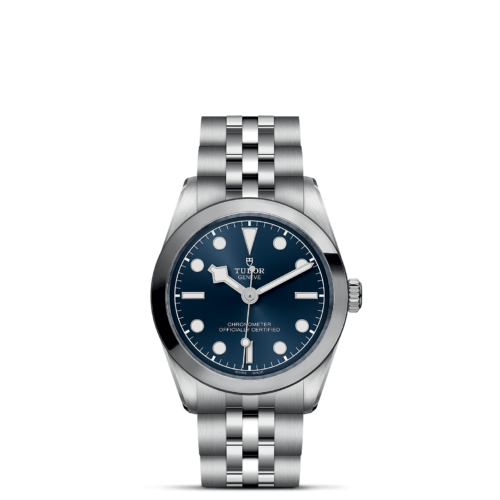 A M79600-0002 watch with a blue dial.