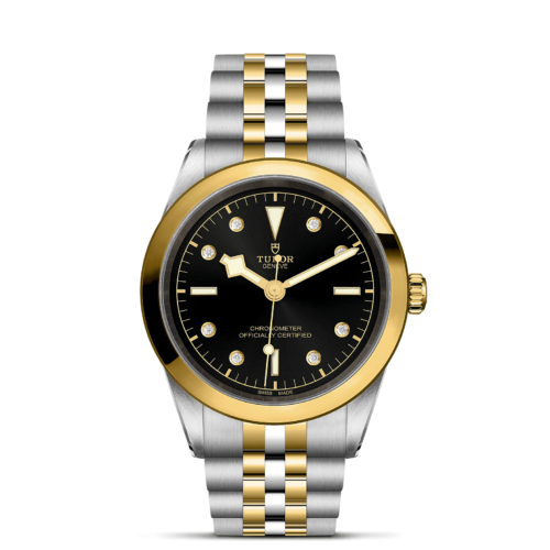 A tudor M79683-0006 watch with a gold and silver bracelet.