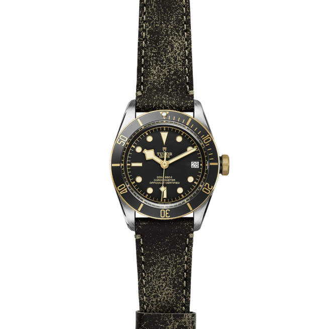 The M79733N-0007 on a black leather strap.