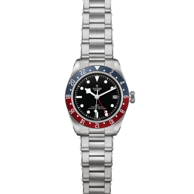 A tudor M79830RB-0001 watch with red, white and blue dial.
