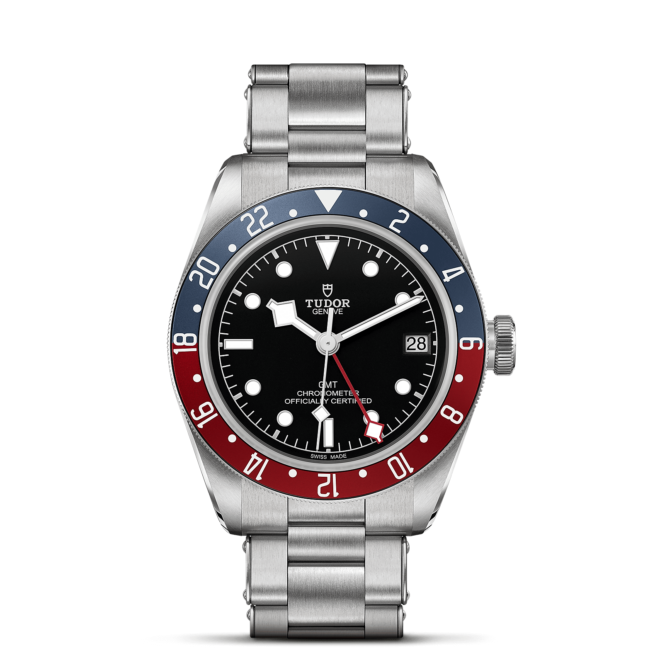 The M79830RB-0001 watch with red, blue and black bezel.