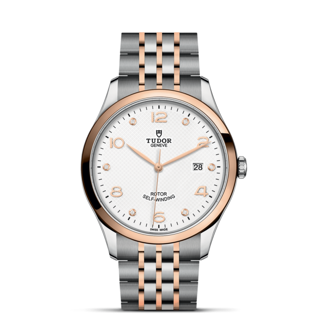 The tiffany classic watch in two tone stainless steel and rose gold.