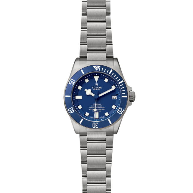 A blue M25600TB-0001 watch on a black background.