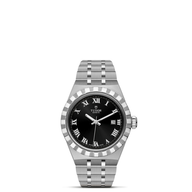 A M28300-0003 watch with black roman numerals.