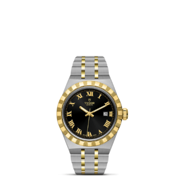 A black and gold watch with roman numerals. Product Name: M28303-0003