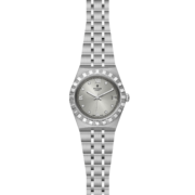 A women's watch with a M28400-0002 bracelet on a black background.
