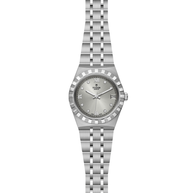 A women's watch with a M28400-0002 bracelet on a black background.