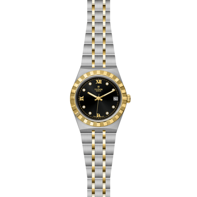 A women's watch M28403-0005 with a black dial and gold accents.