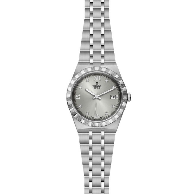 A women's M28500-0002 watch on a black background.