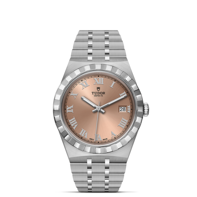 The M28500-0007 watch has a rose gold dial.