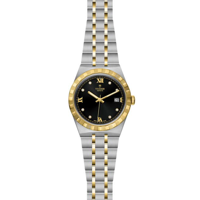 A black and gold M28503-0004 with a black dial.